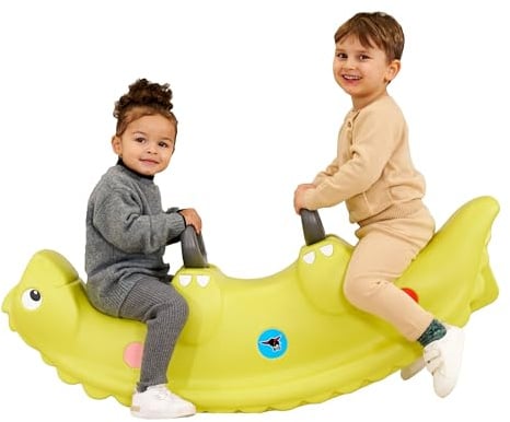 Big Sammy Rocker - Kinderwippe für 1 bis 3 Personen, mit süßen Rückenschuppen und stabilen Griffen, belastbar bis zu 50 kg, für Kinder ab 12 Monaten, grün
