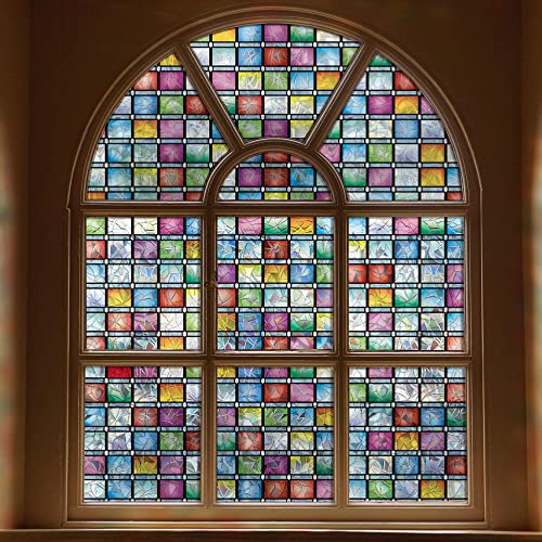 FEOMOS Buntglas Fensterfolie, Sichtschutzfolie für Fenster, Regenbogen-Tönung, Statische Fensterfolie Selbsthaftend, Dekorative Fensteraufkleber für Zuhause, UV-beständig 44x300 cm