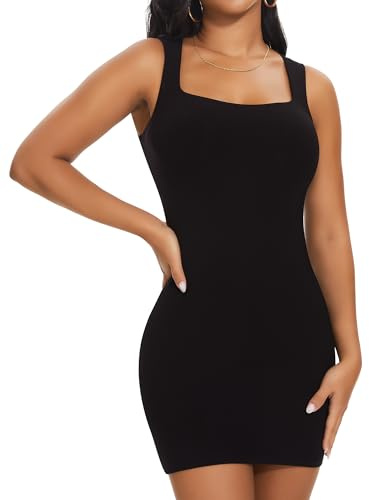 SHAPERIN Shapewear Tank Kleid Damen Bodycon Kleider Bauchweg Formende Mini Kleid Body Shaper