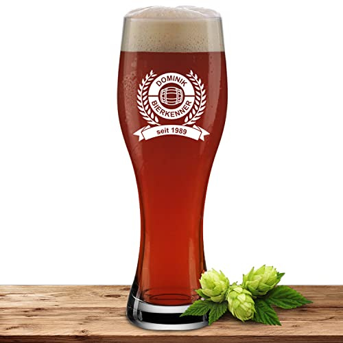 Bierglas mit Name oder Wunschtext, Weizenbierglas 0,5l inkl. Gravur, individuelles Geschenk, personalisiertes Weizenglas (Biertrinker)