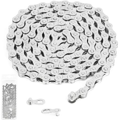 Fahrradkette 6/7/8-Gang,1/2 x 3/32 Zoll, Spezieller Stahl, Silber, fahrradkette nabenschaltung für Rennrad, Mountainbike, Sportbike, langlebige Bicycle Chain, kompatibel mit verschiedenen Fahrradtypen