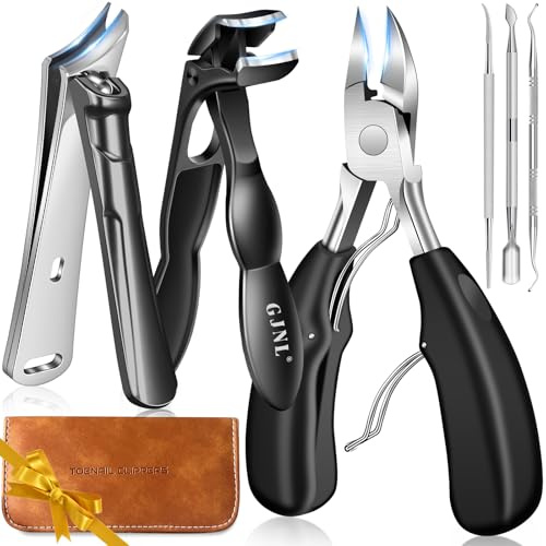 Nagelknipser für Dicke Nägel, Winkelkopf Nagelknipser Fußnägel mit Auffangbehälter für Männer, Scharfer Nagelzwicker Nail clipper Langer Griff mit Schräg Gebogener Klinge
