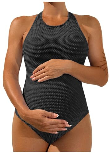 Umstandsbadeanzug Damen Umstands-Bikini Schwangerschafts Maternity Badeanzug U-Ausschnitt Einteilige Umstandsbademode Swimwear Swimsuit Strandbekleidung Schwimmbekleidung für Schwangere (XL)