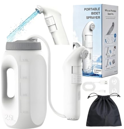 XFDZQQG Po Dusche Elektrische, Travel Bidet Portable, Tragbares Reise Bidet Handbrause,2.5 L Peri Bottle, Portable Bidet Podusche Für Frau Männer,Intimdusche Wochenbett,Perineal Care,Outdoor Camping