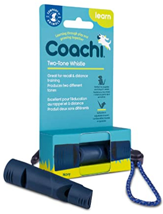 Coachi Doppelton-Pfeife für Hundetraining | Training von 2 Hunden, verschiedene Kommandos üben, robustes Material, Verstellbares Trageband, Rückruftraining