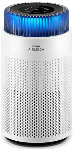 COWAY Luftreiniger Allergiker – Superleise, mit Schlafmodus & Stimmungslicht, entfernt 99,999 % Partikel bis 0,01 µm, mit ECARF-Siegel, gegen Pollen, Staub & Tierhaare, CADR 244 m³/h, AIRMEGA 100