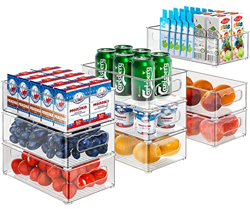 changshengda Kühlschrank Organizer Set – 9er Pack (3 Größe) Kühlschrank Organizer, Küchen Organizer für Speisekammer, Gefrierschrank, Schrank, Schublade, Büro