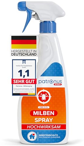 Milbenspray für Matratzen und Polster 500 ml - speziell für Hausstaub-Allergiker - Milben-Spray mit Sofort- & Langzeitschutz als Abwehr-Mittel gegen Hausstaubmilben - effektiv & laborgeprüft