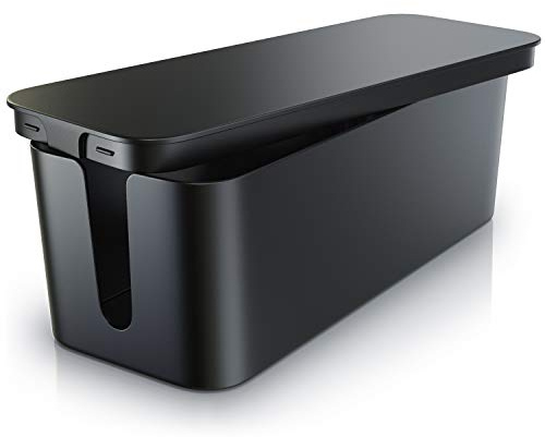 CSL - Kabelbox Groß 41cm - XXL Kabelmanagement Box - Box zum Kabel verstecken - Kebel Organisator - Schutz und Sicherheit - Anti Rutsch Boden - Schwarz