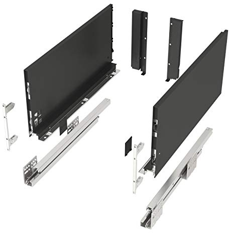 Schubkastensystem JUNKER-SLIM anthrazit Höhe: 199 mm Tiefe: 550 mm | belastbar bis 40 Kg Soft-Close Schubkasten mit 13 mm schlanken Schubladenzargen