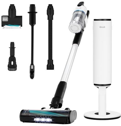Levoit Akku Staubsauger AERO mit Absaugstation, 550W/180AW/bis 150 m² | Staubsauger Kabellos, Bis zu 60 Min, 60 Tage ohne Beutelwechsel, Anti Tangle, 99,99 % HEPA, Für Hartböden/Teppiche/Tierhaare