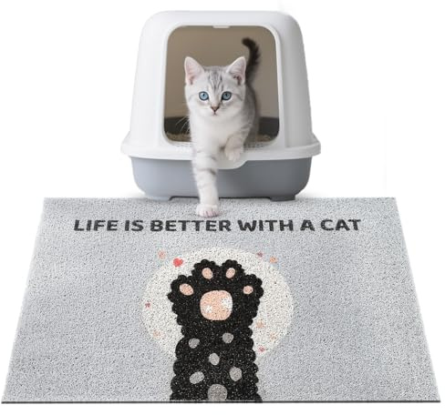 AVYDIIF Katzenklo Matte, 59x39cm mit rutschfester Unterseite Katzenstreu Matte, wasserdichte Katzenmatte Katzenklo, leicht zu reinigen waschbar für Katzentoilette im Innenbereich