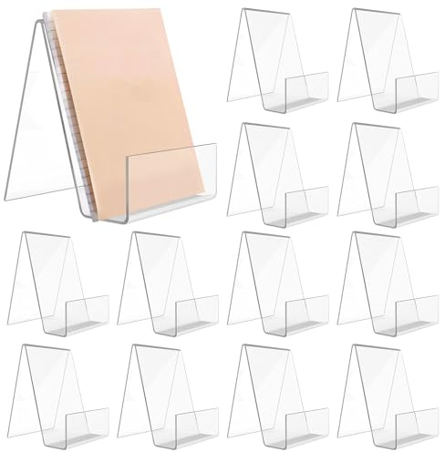 Buchstützen aus transparentem Acryl, Buchstützen für Schreibtisch, Bilderbücher, Musikblätter, 12 Stück (75 x 90 x 105 mm)