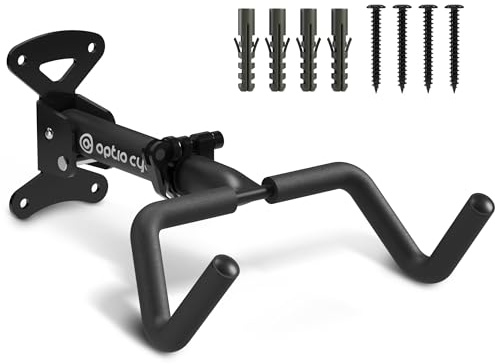 Optio Cycle Fahrrad Wandhalterung Horizontal Klappbar – Fahrradhalterung Wand für E-Bike, MTB, Gravel & Rennrad bis 25 kg | Verstellbarer Fahrradhalter für Garage, Keller, Wohnung mit Rahmenschutz