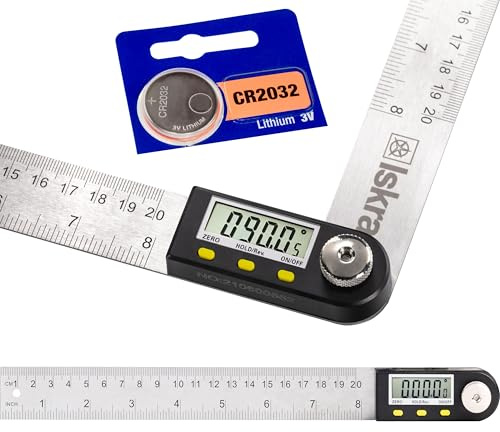Iskra digitaler Winkelmesser, Edelstahl Winkellineal 0-360°, inkl. Batterien, ±0,05 Grad Genauigkeit, 20cm Winkelmesser digital, LCD-Display, Auto-Aus