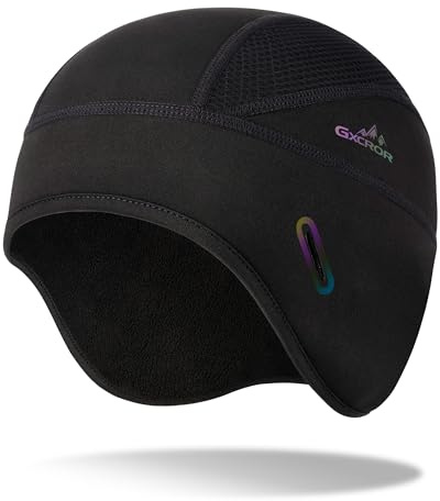 GXCROR Wintermütze Fahrradhelm Mütze | Thermale Unterziehmütze für Fahrradhelm, Skihelm & Motorrad | Atmungsaktive Skull Cap mit Brillenlöchern für Herren & Damen