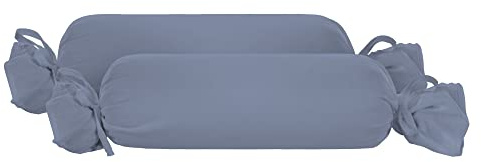 biberna Nackenrollenbezug Kissenbezug 15x40 cm, 2er Set blau | Jersey Baumwolle | Reißverschluss | weich & bügelleicht | Oeko-TEX Standard 100 | Doppelpack | Modell 0077144