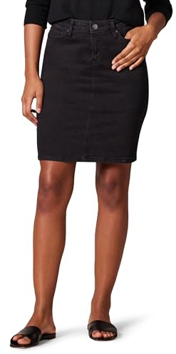 Amazon Essentials Damen Klassischer 5-Taschen-Jeansrock mit Stretchanteil, 60,3cm Länge (Erhältlich in Übergröße), Schwarze Waschung, 40