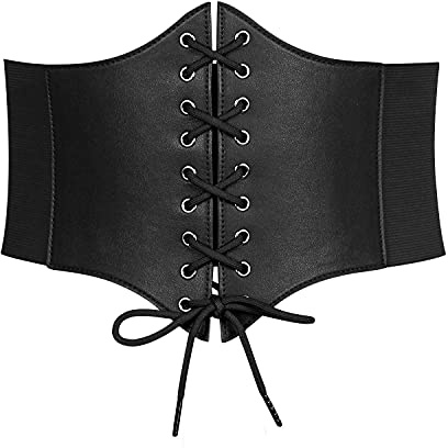 WERFORU Frauen Tied Waspie Gürtel Breiter Schnürgürtel Korsett Elastische Taille Gürtel für Halloween Party