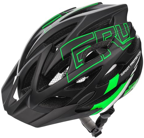 meteor Fahrradhelm Herren Damen Kinder-Helm MTB rollerhelm kinderfahrradhelm Mountainbike rennradhelm Inliner skaterhelm BMX fahradhelm Scooter Jungen Bike Helmet M 55-58 cm Black/Green