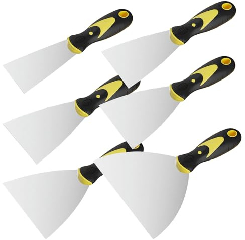 Homshsjhkis 6 Pcs Spachtel Set, Malerspachtelsatz, Spachtel Werkzeug aus Edelstahl mit Kunststoffgriff Komfortgriff Griffspachtel, Universalspachtel zum Verspachteln, Abkratzen,Farbe, Tapete