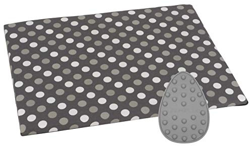 SEMPLIX Bügel Set – Bügelunterlage mit rutschhemmender Rückseite 30 x 40 cm und Mini Bügeleisenablage 10,5 x 15,5 cm (grau)
