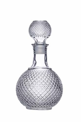 BarCraft Whisky & Brandy Karaffe, geschliffenes Glas, Verschluss mit Silikondichtung, 1L, Farblos