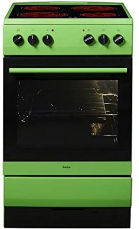 Amica SHC 11508 G Standherd / 50cm / Freistehend/Grün/Glaskeramikochfeld mit 4 Feldern / 67 Liter Backofen/Steam Clean Backofen/Cool Door 3 / Restwärmeanzeige Kochfelder
