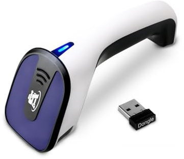 ScanAvenger Tragbarer kabelloser Bluetooth-Barcode-Scanner Handscanner wiederaufladbar 1D und 2D Scan-Pistole für Inventarverwaltung (Kabelloser 1D- und 2D-Barcode-Scanner, Bluetooth, QR)