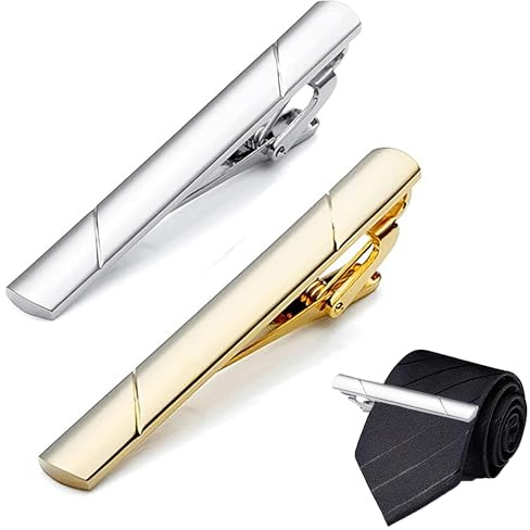 WSNDM 2PCS Krawattenklammern, Klassische Herren Krawattennadel Set, Krawattenzubehör, für Geschäft, Termin, Hochzeitstag und Alltag, Beste Geschenk für Ehemann und Vater