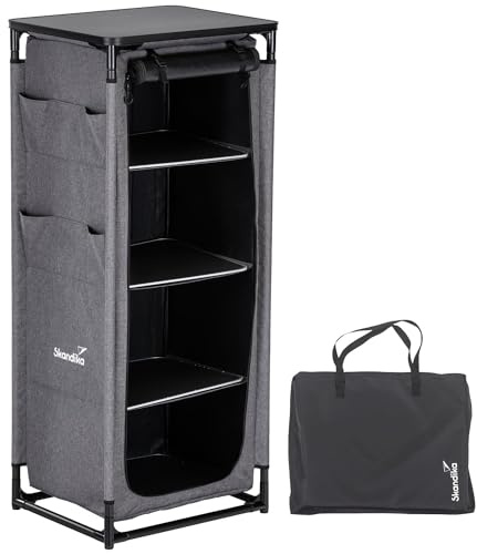 Skandika Campingküche Ruoka | Hochschrank/Küchenschrank mit Spüle & Wind- und Spritzschutz, Staufächer mit Einlegeböden, Tragetasche, Outdoorküche, Campingschrank | Outdoor Camping Küche, Reiseküche