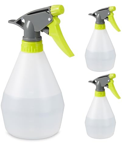 Relaxdays Sprühflasche, 3er Set, 500 ml, Düse mit Nebel und Strahl, mit Skala, nachfüllbar, Kunststoff, Zerstäuber, weiß