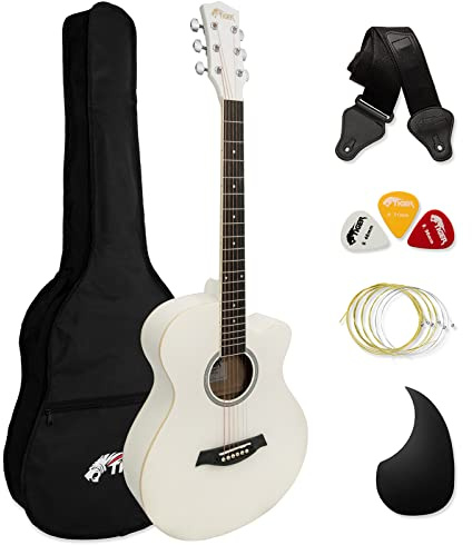 TIGER Akustikgitarre für Anfänger - Weiß