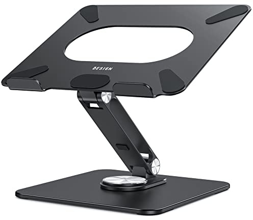 BESIGN LSX7 Laptop ständer mit 360 Drehbarer Basis, Verstellbarer ergonomischer Notebook-Ständer, Laptop ständer kompatibel mit 10-15.6 Laptops (Schwarz)