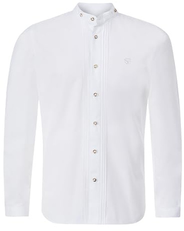 Stockerpoint Herren Trachtenhemd Leon I Größe S-5XL I Herrenhemd im klassischen Trachtenlook mit Knöpfen in Hornoptik & Stehkragen I Atmungsaktiv & bequem I Perfekt für Tracht & Festlichkeiten