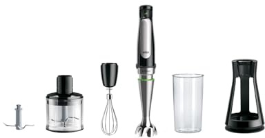 Braun MultiQuick 7 - Stabmixer mit SplashControl-Technologie, ActiveBlade System, Präzise Geschwindigkeitsregelung, 500 ml Zerkleinerer, Schneebesen, 600 mL Becher, 1000W, Schwarz (MQ7035X)