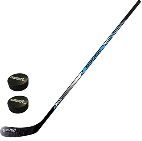 STEEL Eishockey Schläger Bauer Set mit Zwei Pucks - Modell Bauer i3000 inkl. 2xPucks für Erwachsene, Kinder und Kleinkinder