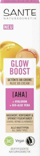 SANTE Naturkosmetik Glow Boost Getönte BB Creme - 30 ml - Gesichtspflege mit Glow-Effekt - strahlend frischer Teint - für alle Hauttypen - vegan & dermatologisch getestet