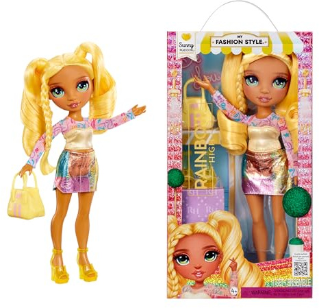 Rainbow High My Fashion Style Doll - Sunny - 28 cm Gelbe Modepuppe mit Aufsehenerregendem Outfit und Schicker Handtasche, zum Spielen, Bewegen, Sammeln, Für Kinder von 4 bis 12 Jahren