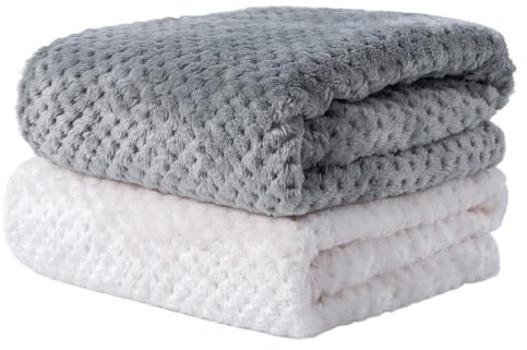 SLSON 2 Decken Hundedecken Katzendecken,Weiche Doppelseitige Haustierdecken für Sofas, Stühle,Autos,Reisen und Haustiere Warm Halten,Maschinenwaschbar,70×100 cm (Grau und Weiß)