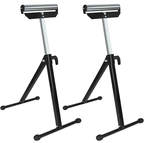 Aufun 2x Rollenbock, stufenlos höhenverstellbar, 68-107CM Rollbock, klappbar Rollenständer, bis 60 kg, Klappbock Werkstatt, mit Antirutschfüßen, Schwarz