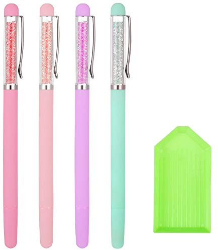 Rubywoo&chili 5 Stück DIY Diamond Painting Werkzeug, 4 Stift für Strassstein und Mosaik Kleber Tablett, Diamant Malerei Kreuzstich Stickerei Stift Werkzeuge Set