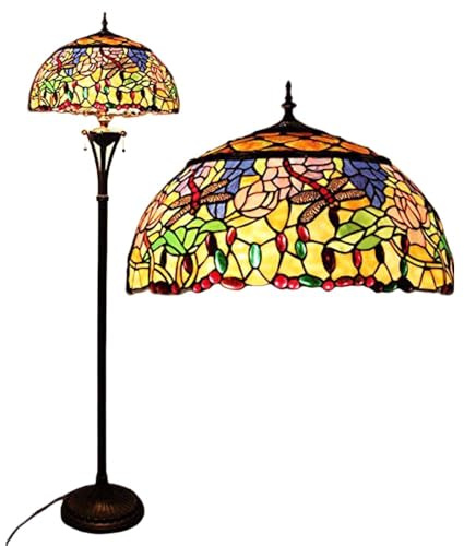 Bidesen 18 Tiffany-Stil Stehlampe, Vintage Stehlampe, handgefertigte Buntglasschirm Lampe, Schlafzimmer Nachttischlampe, Studie Tischlampe, Büro Tischlampe