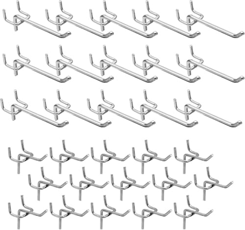 DYOUen 60 Stk Lochwand Haken Lochwandhaken Pegboard Einfachhaken Zubehör Werkzeugwand Anhänge Haken für Werkzeughalter Wand, Garage, Regal, Werkstatt (2)