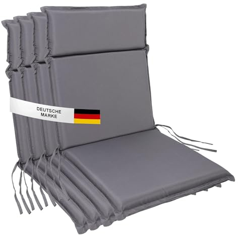 ALBATROS Gartenstuhl Sitzauflage 4er Set Gartenstuhlauflagen Sitzpolster Sitzkissen Outdoor Anthrazit 99x45cm, Hochlehner Auflage UV Beständig wasserabweisend geeignet für Klappstühle