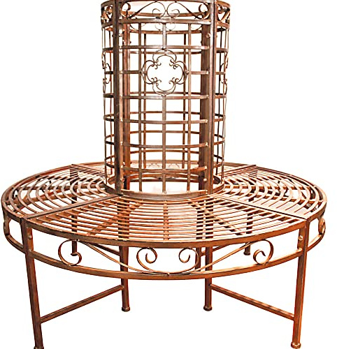 Lomadox Baumbank Bank Gartenbank in Rost-Bronze Optik