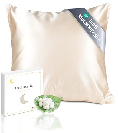 townssilk Seidenkissenbezug 40x40cm – 100% Maulbeerseide, 19mm, beidseitig Seide, Oeko-TEX Zertifiziert, Güteklasse 6A, mit Reißverschluss, 1 Stück,Taupe