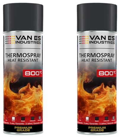 VE-INDUSTRIES 2x Ofenfarbe Anthrazit grau 400ml hitzebeständiger Lack bis 800°C Auspufflack Grilllack Thermofarbe Spray