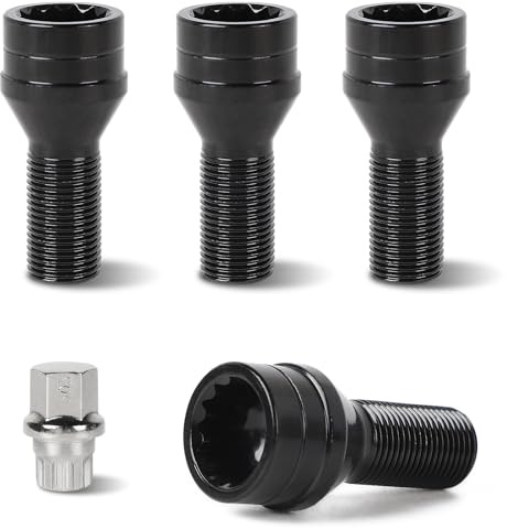 EFUTURETIME 4 x Radschrauben M14 x 1,25 mm Radbolzen mit eine Radsicherungsmutter Kompatibel mit B-M-W & Mini (OE: 36136776076)