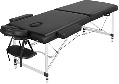 Yaheetech Mobile Massageliege 70 cm Breit Alu Massagetisch Höhenverstellbar 2 Zonen Klappbar mit Tragetasche und Kopfstütze bis 250 kg Belastbar